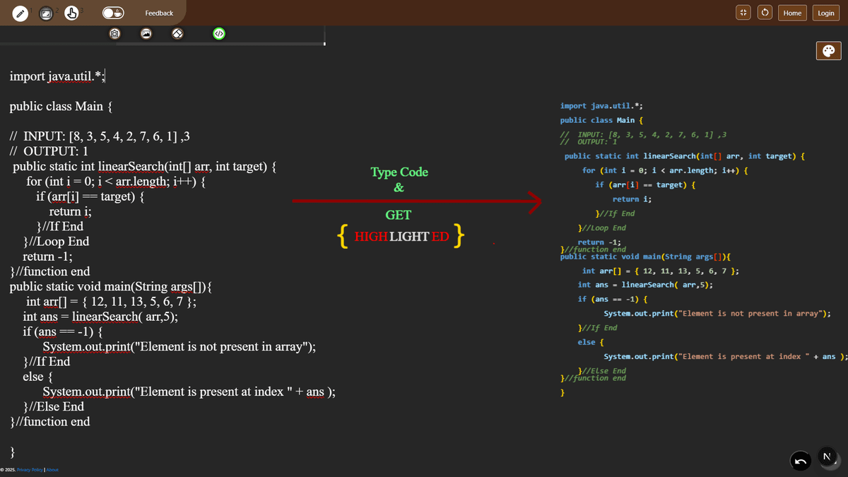 Type Code & Get Highlighted